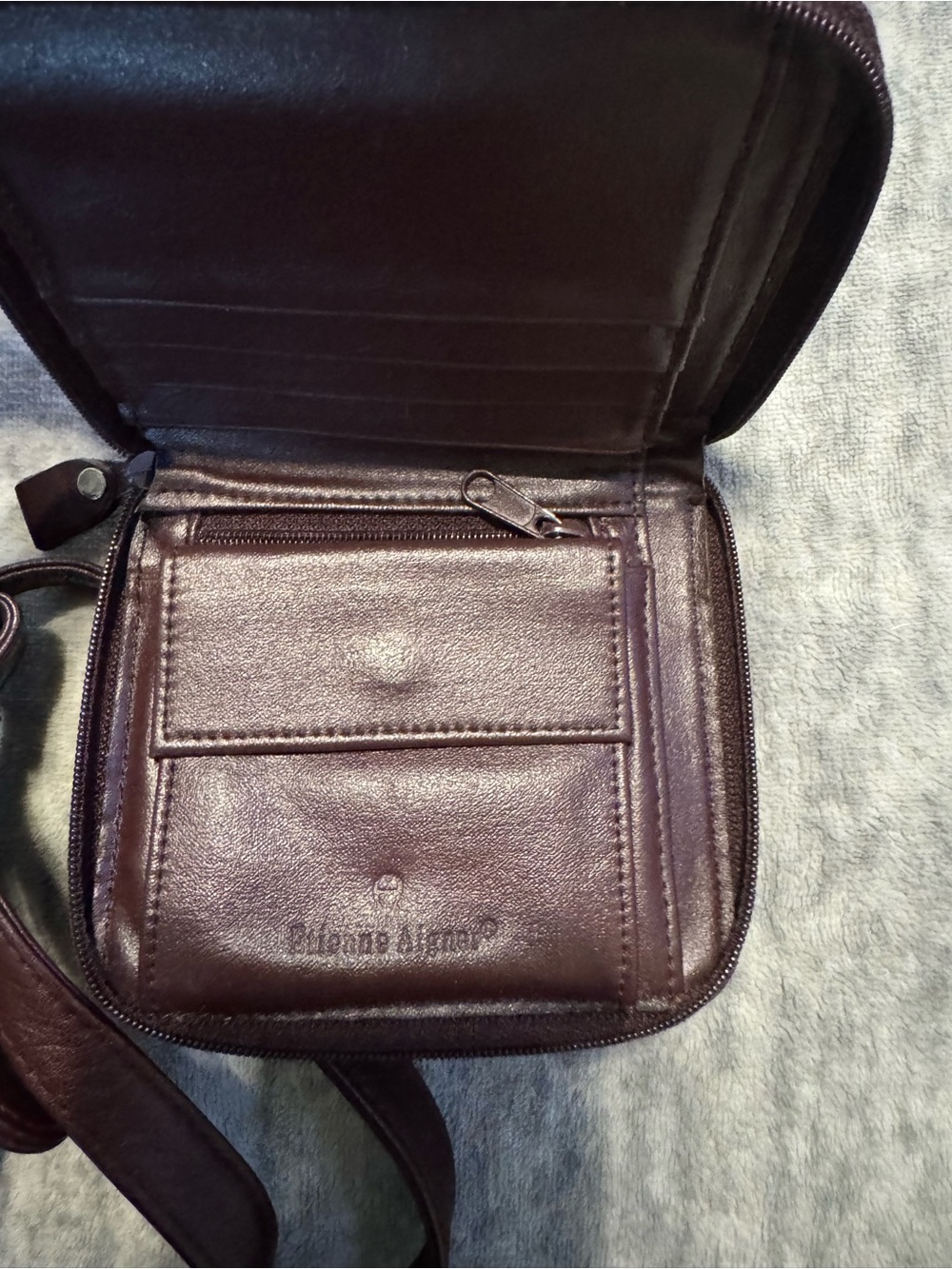Etienne Aigner Burgundy Leather Crossbody Bag with Coin Pouch - Picture 6 of 10